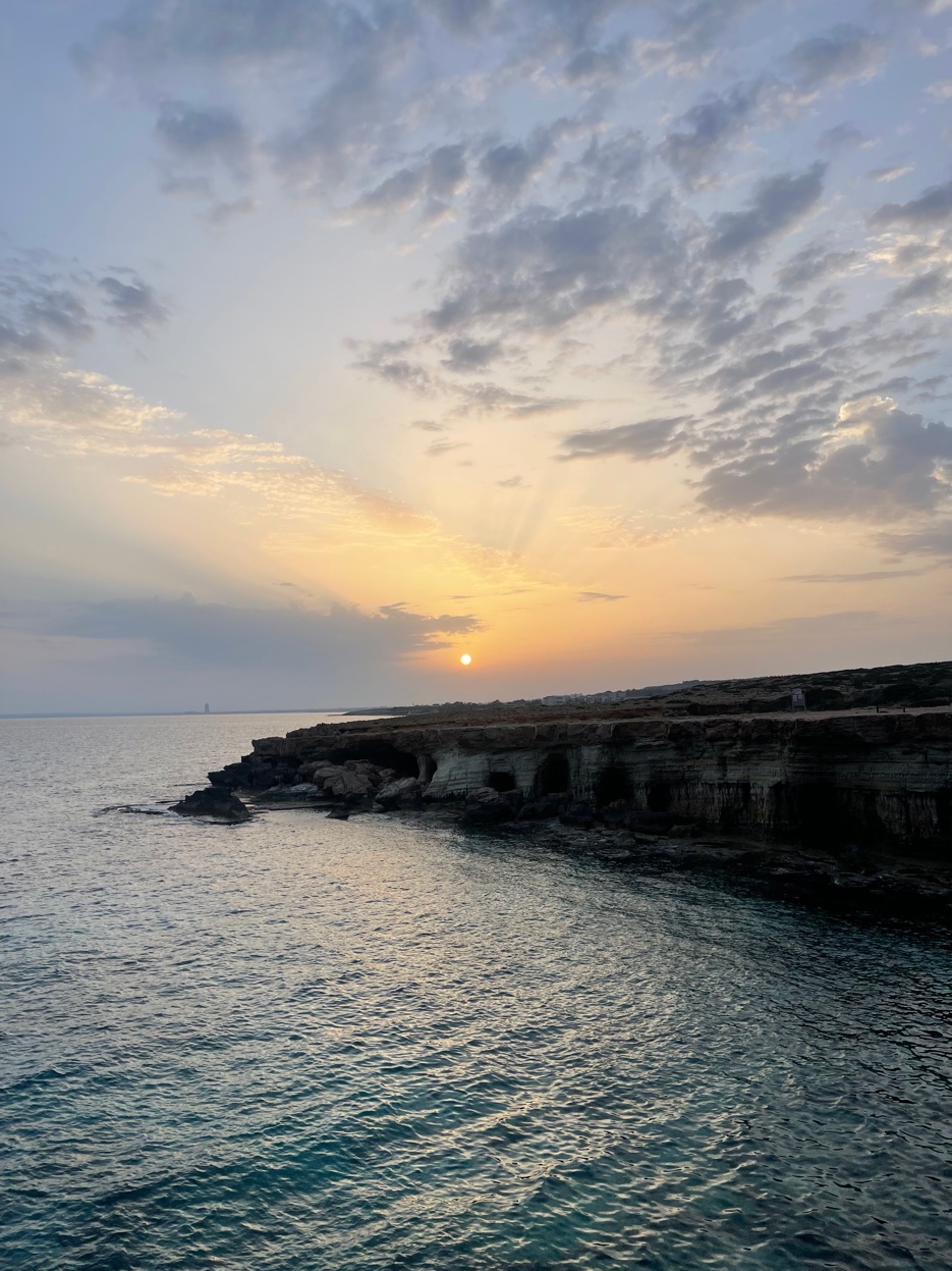 Sea caves at sunset Ayia Napa Cyprus