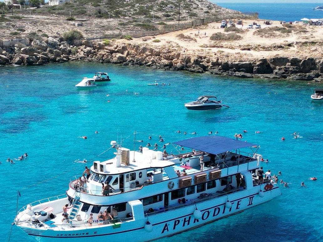 Aphrodite II at Blue Lagoon Cyprus turquoise water