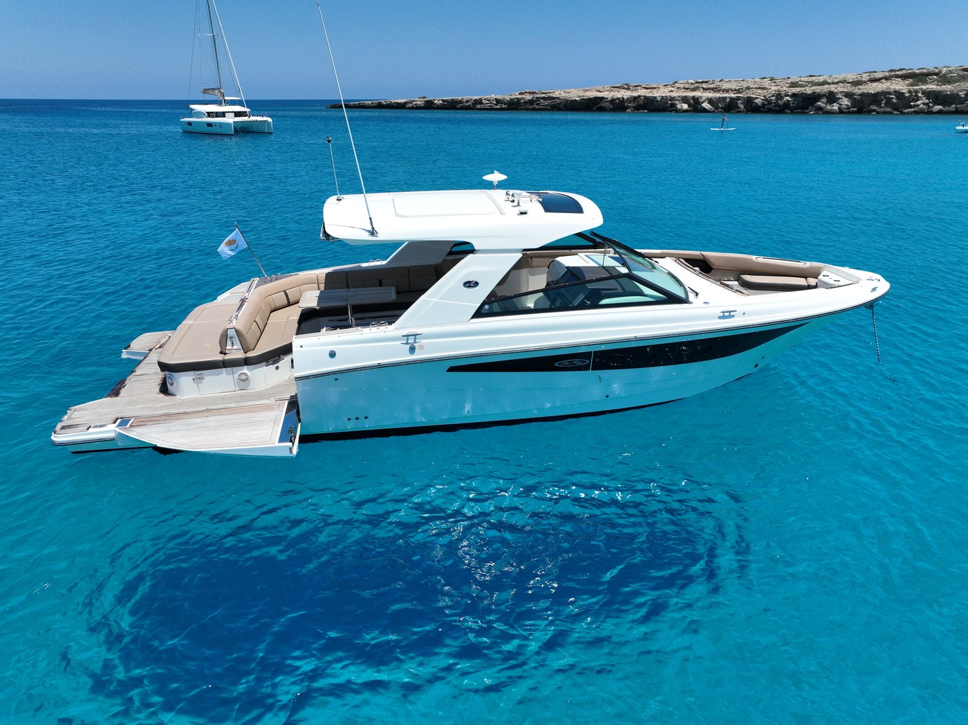 Sea Ray SLX 400 aerial view Blue Lagoon Ayia Napa