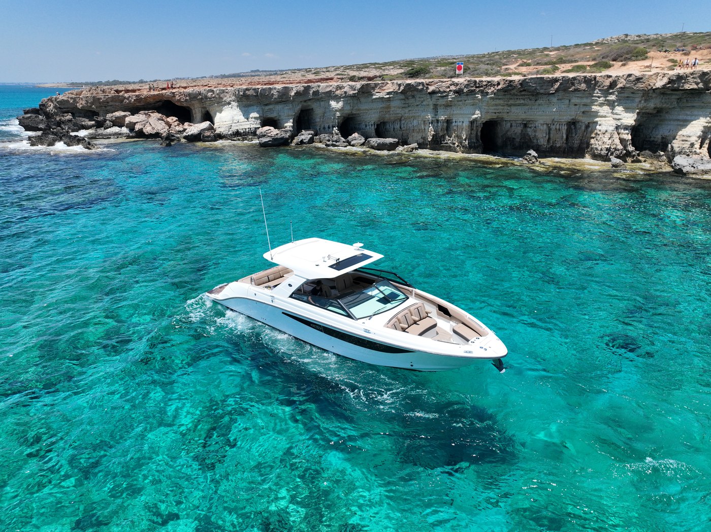 Sea Ray SLX 400 private charter Ayia Napa sea caves