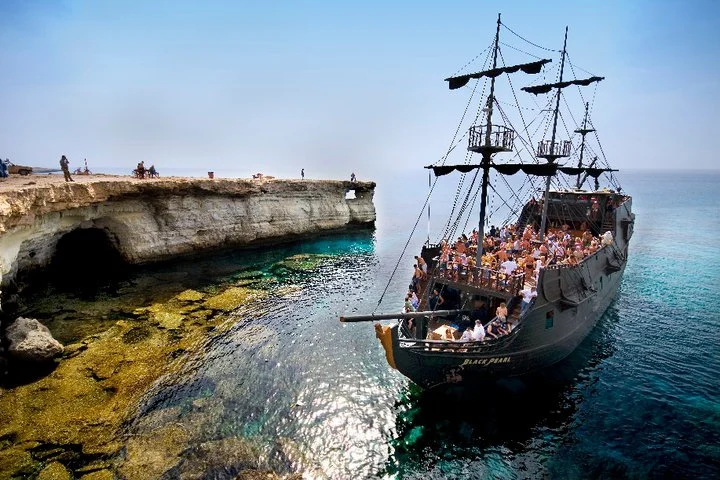 Black Pearl pirate ship at Ayia Napa sea caves