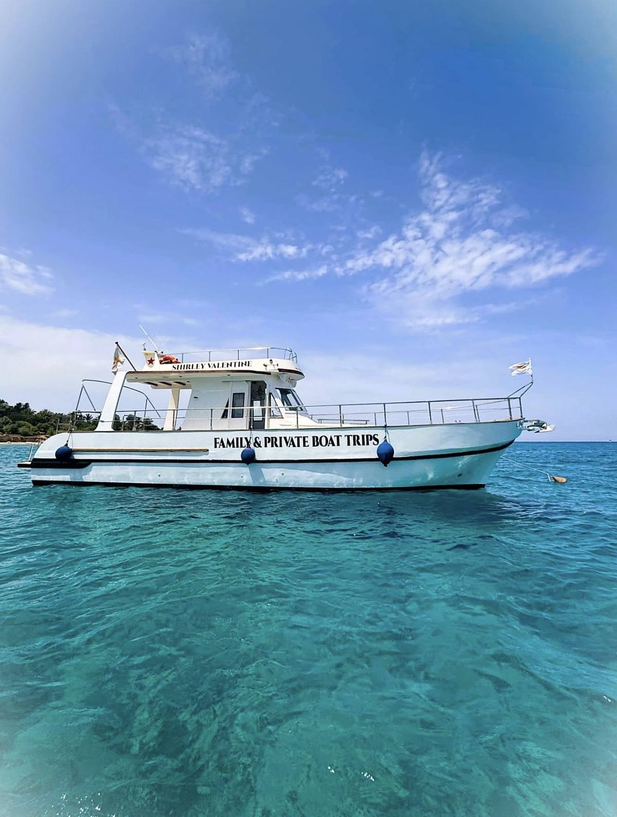 Shirley Valentine boat in turquoise water Protaras Cyprus