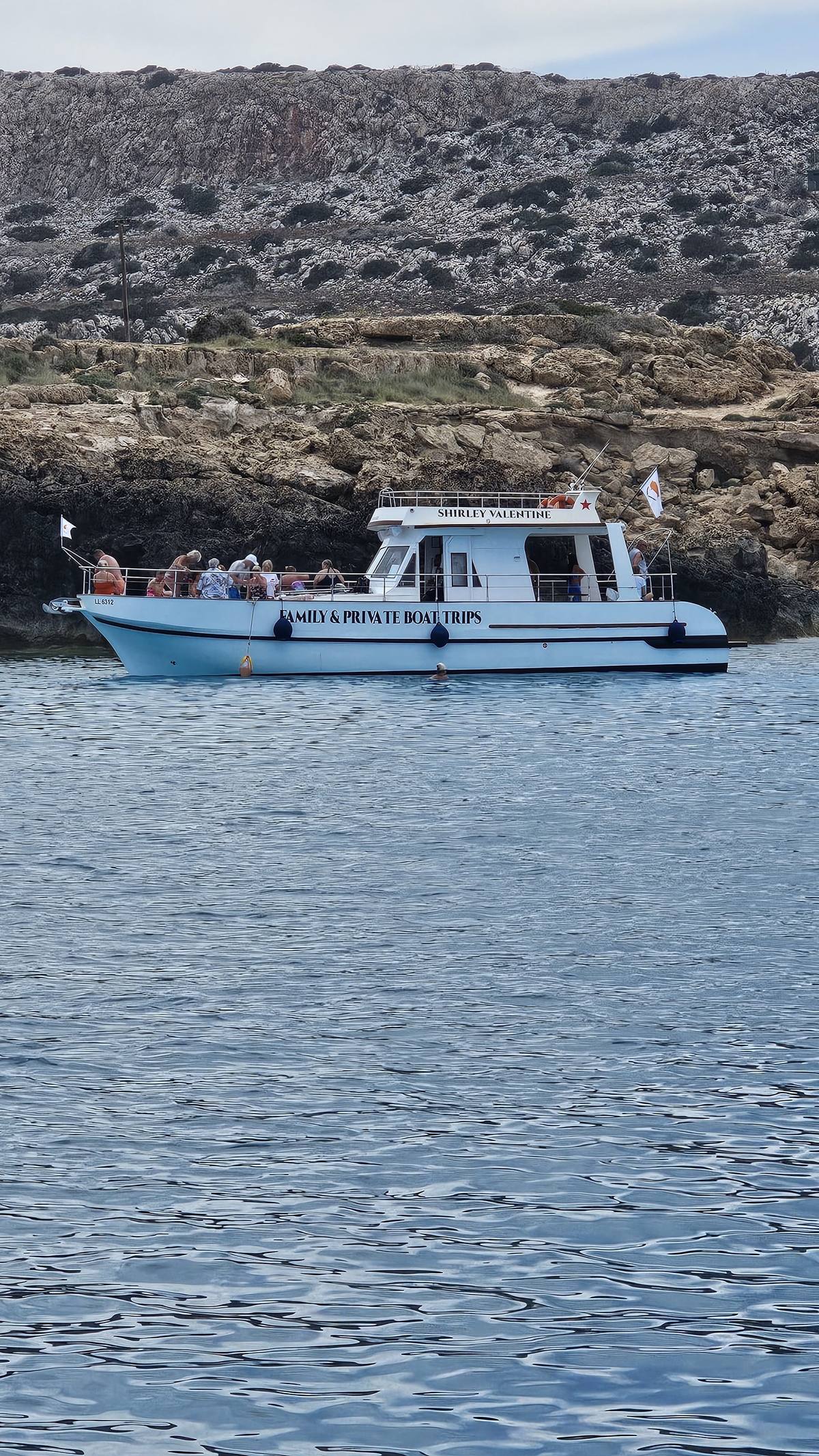 Shirley Valentine boat at sea caves Protaras Cape Greco