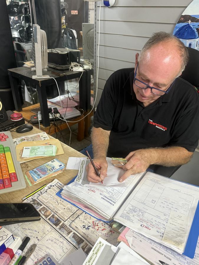 Andreas Kyriakoudes at The Drivers Rentals desk Ayia Napa